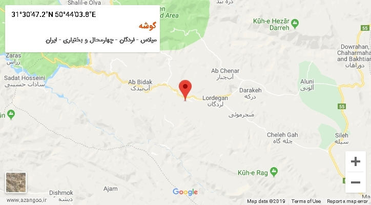 روستای گوشه بر روی نقشه