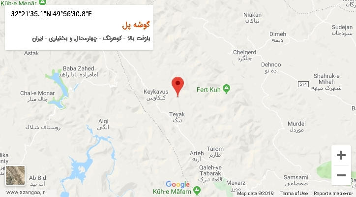 روستای گوشه پل بر روی نقشه