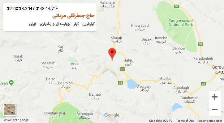 روستای حاج جعفرقلی مردانی بر روی نقشه