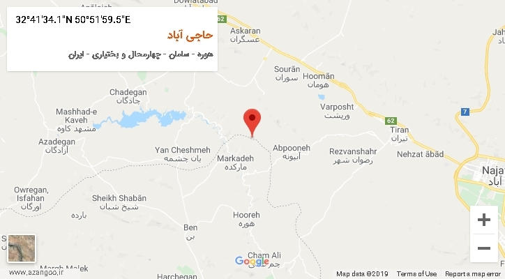 روستای حاجی آباد بر روی نقشه