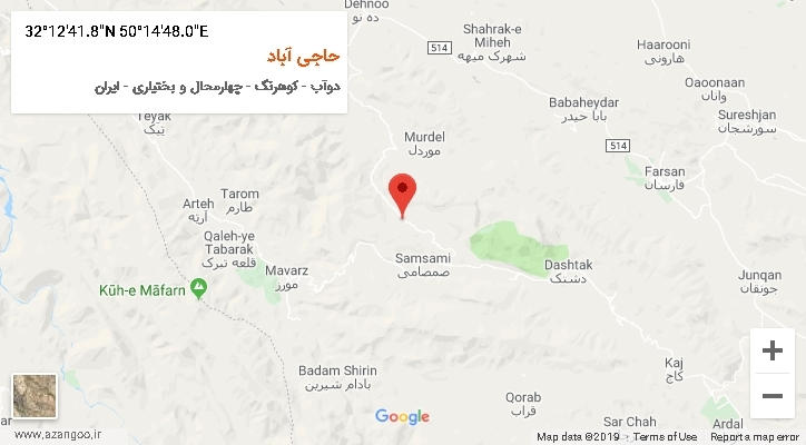 روستای حاجی آباد بر روی نقشه