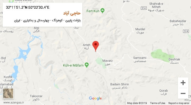 روستای حاجی آباد بر روی نقشه