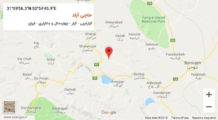 روستای حاجی آباد بر روی نقشه
