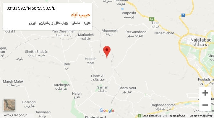 روستای حبیب آباد بر روی نقشه