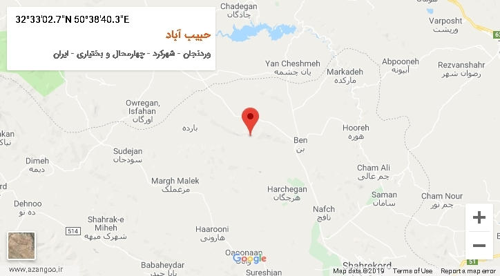 روستای حبیب آباد بر روی نقشه