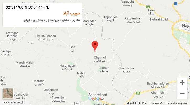 روستای حبیب آباد بر روی نقشه