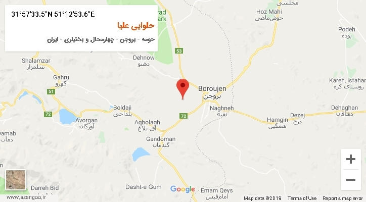 روستای حلوایی علیا بر روی نقشه