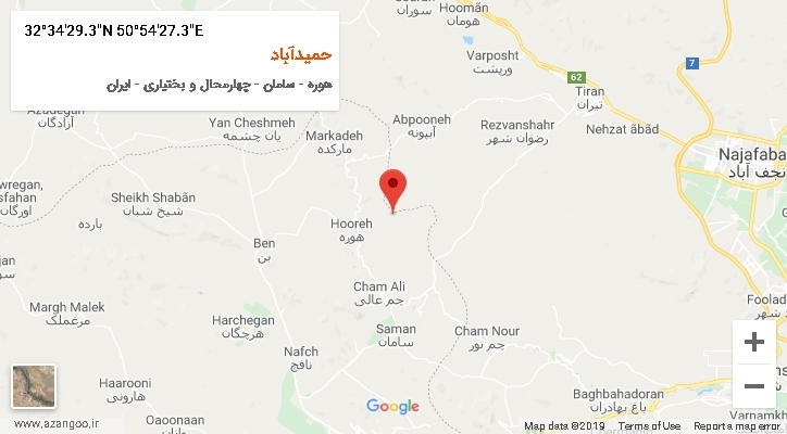 روستای حمیدآباد بر روی نقشه