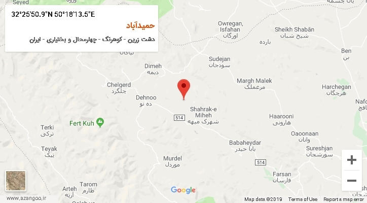 روستای حمیدآباد بر روی نقشه