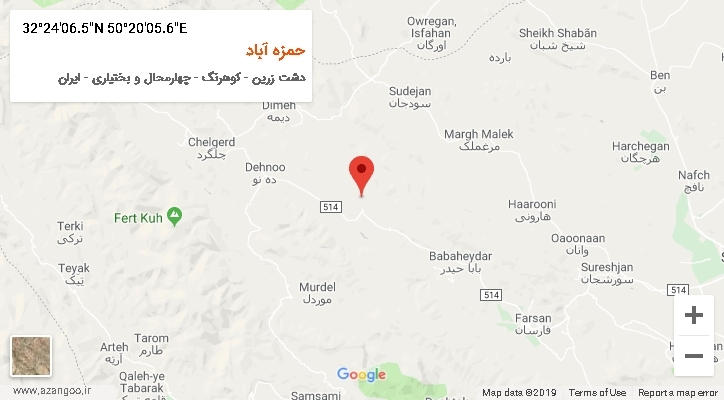 روستای حمزه آباد بر روی نقشه