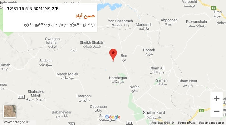 روستای حسن آباد بر روی نقشه