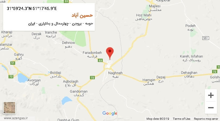 روستای حسین آباد بر روی نقشه