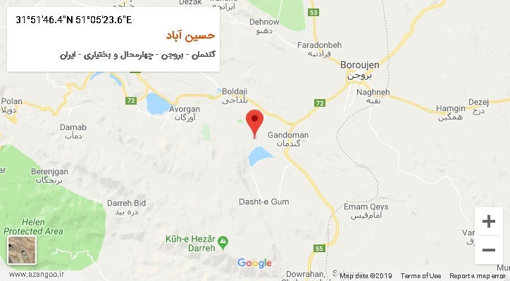 روستای حسین آباد بر روی نقشه