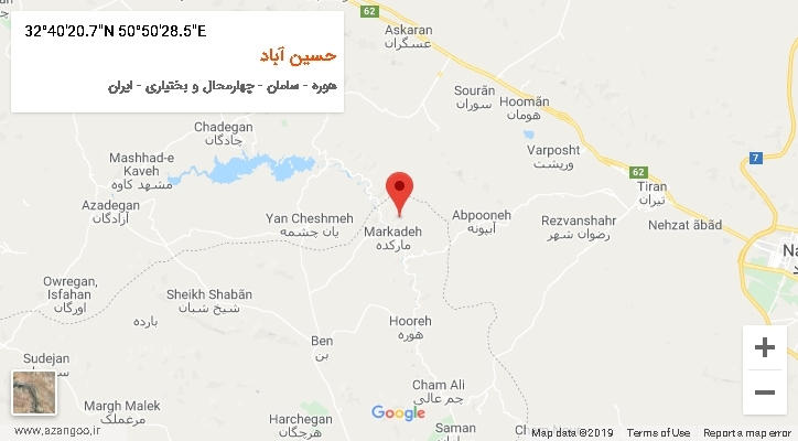 روستای حسین آباد بر روی نقشه