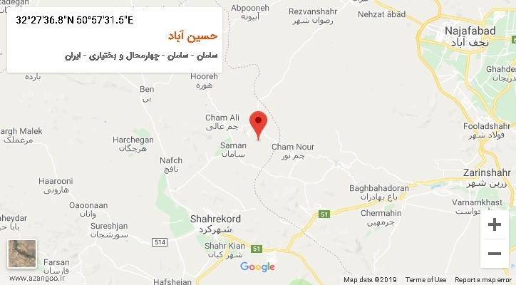 روستای حسین آباد بر روی نقشه