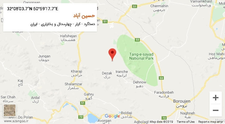 روستای حسین آباد بر روی نقشه