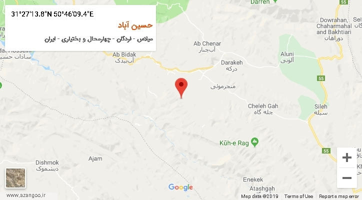 روستای حسین آباد بر روی نقشه
