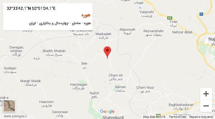 روستای هوره بر روی نقشه