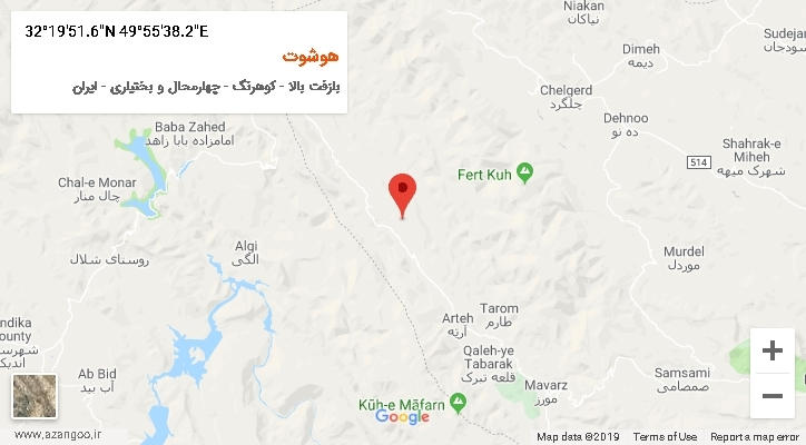 روستای هوشوت بر روی نقشه
