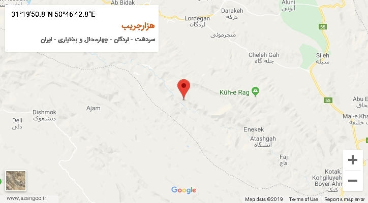 روستای هزارجریب بر روی نقشه
