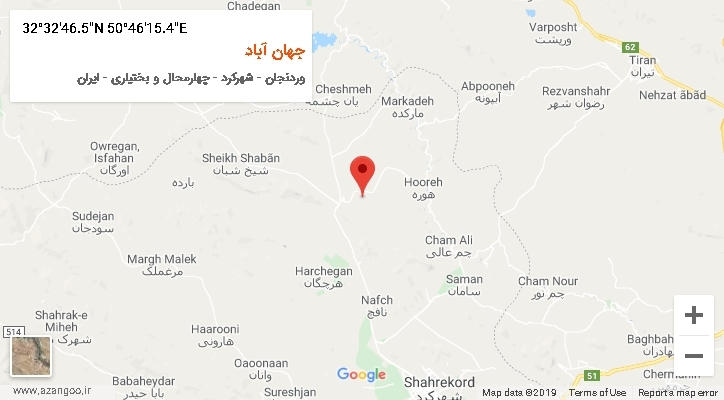 روستای جهان آباد بر روی نقشه