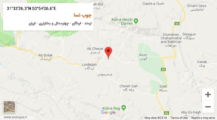 روستای جوب نسا بر روی نقشه