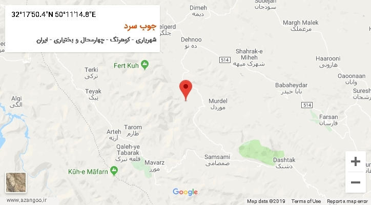 روستای جوب سرد بر روی نقشه