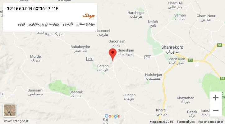 روستای جونک بر روی نقشه
