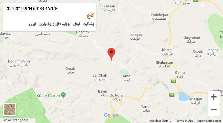 روستای کاج بر روی نقشه