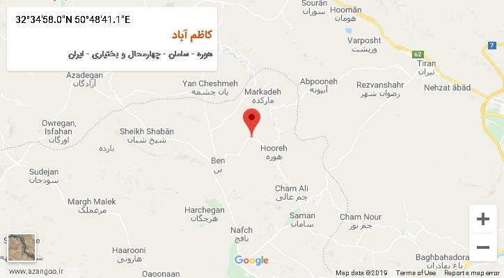 روستای کاظم آباد بر روی نقشه