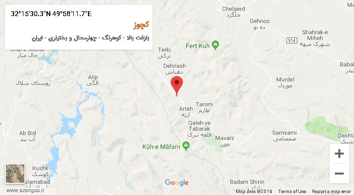 روستای کچوز بر روی نقشه