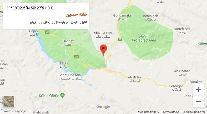 روستای خانه حسین بر روی نقشه