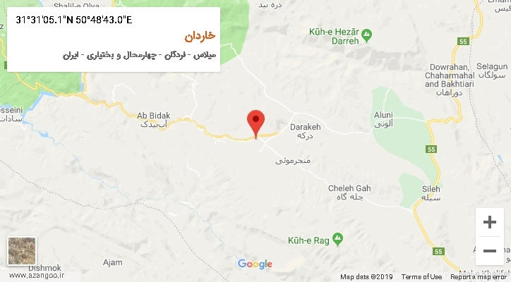 روستای خاردان بر روی نقشه