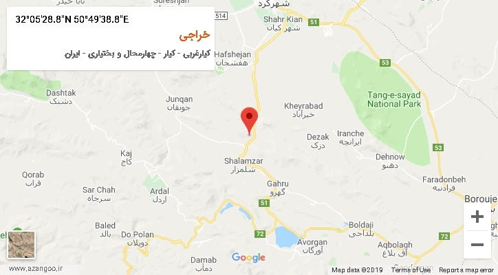 روستای خراجی بر روی نقشه