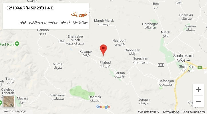 روستای خون یک بر روی نقشه