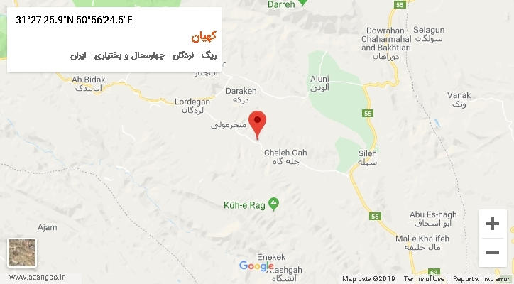 روستای کهیان بر روی نقشه