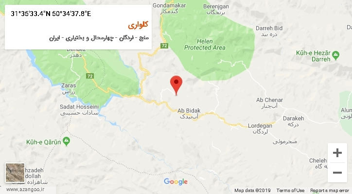 روستای کلواری بر روی نقشه