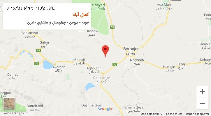 روستای کمال آباد بر روی نقشه