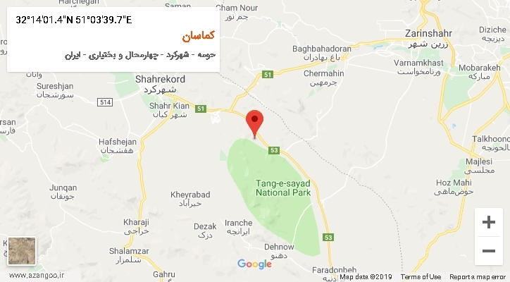 روستای کماسان بر روی نقشه
