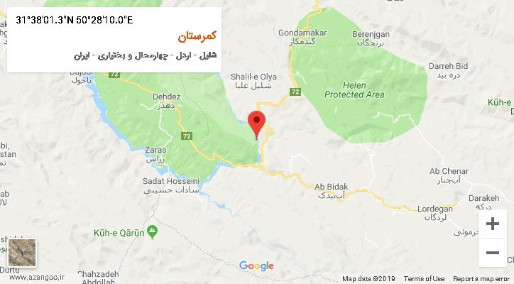 روستای کمرستان بر روی نقشه