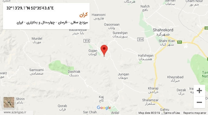 روستای کران بر روی نقشه