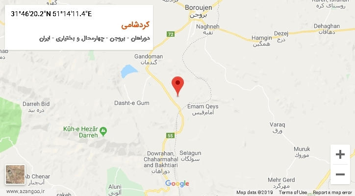 روستای کردشامی بر روی نقشه