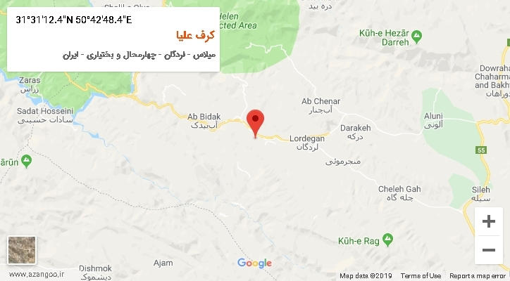 روستای کرف علیا بر روی نقشه