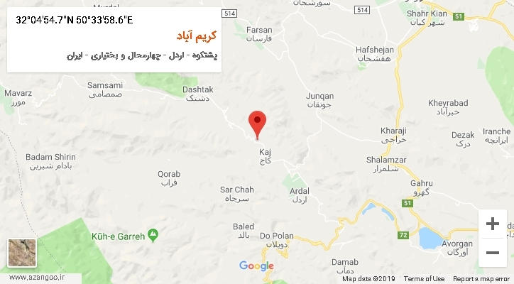 روستای کریم آباد بر روی نقشه