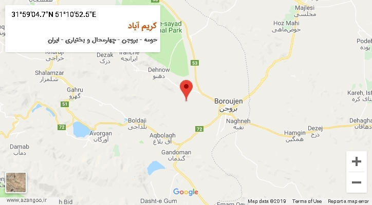 روستای کریم آباد بر روی نقشه