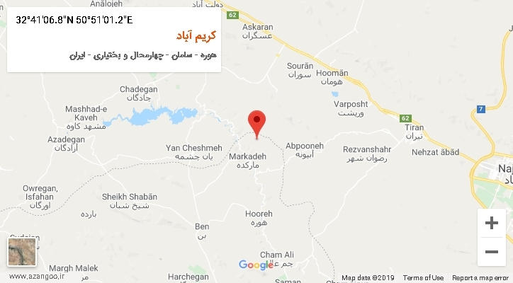 روستای کریم آباد بر روی نقشه