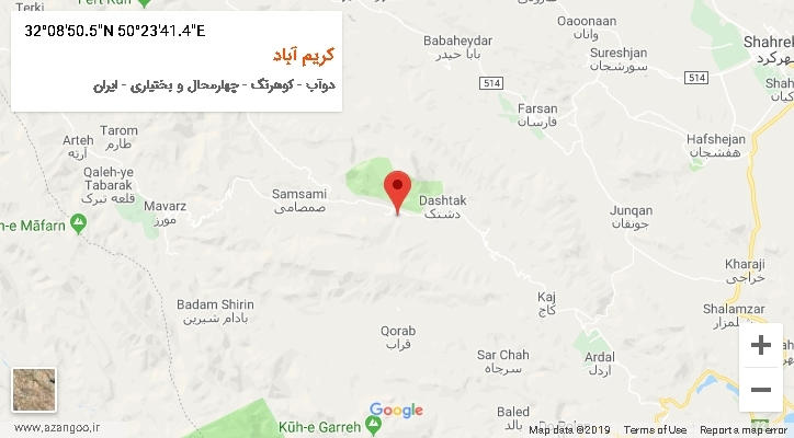 روستای کریم آباد بر روی نقشه