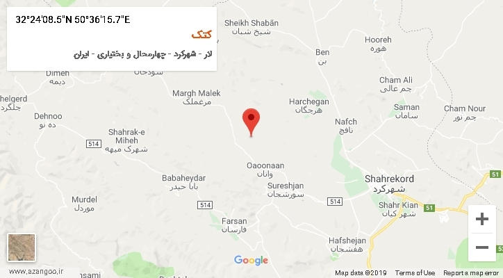 روستای کتک بر روی نقشه