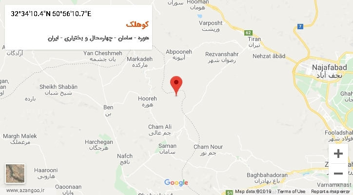 روستای کوهلک بر روی نقشه