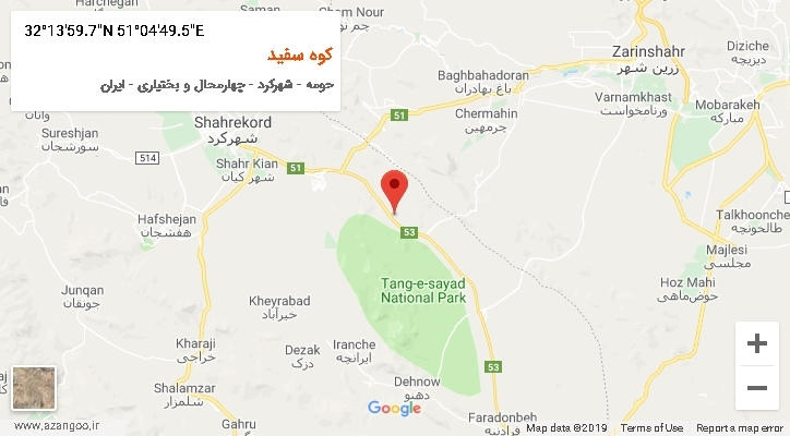 روستای کوه سفید بر روی نقشه